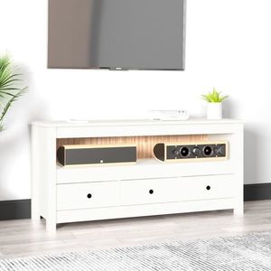 vidaXL Comodă TV, alb, 114x35x52 cm, lemn masiv de pin imagine