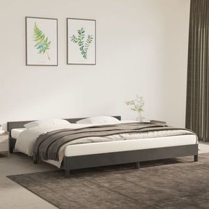 vidaXL Cadru de pat cu tăblie, gri închis, 200x200 cm, catifea imagine