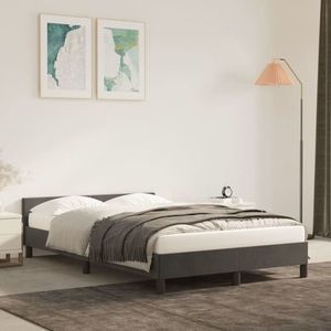 vidaXL Cadru de pat cu tăblie, gri închis, 120x200 cm, catifea imagine