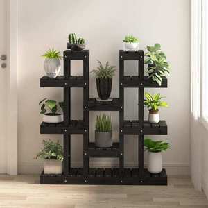 vidaXL Suport pentru plante, negru, 104, 5x25x109, 5cm, lemn masiv de pin imagine