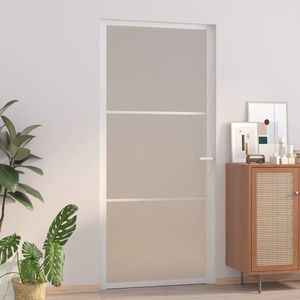 vidaXL Ușă de interior, 93x201, 5 cm, alb, sticlă mată și aluminiu imagine