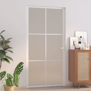 vidaXL Ușă de interior, 102, 5x201, 5 cm, alb, sticlă mată și aluminiu imagine