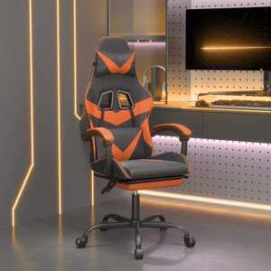 vidaXL Scaun de gaming pivotant/suport picioare negru/oranj piele eco imagine