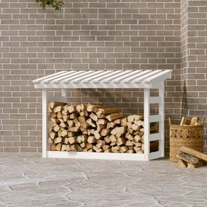 vidaXL Rastel pentru lemne de foc, alb, 108x64, 5x78 cm, lemn masiv pin imagine
