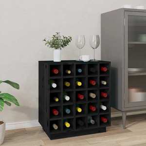 vidaXL Dulap de vinuri, negru, 55, 5x34x61 cm, lemn masiv de pin imagine