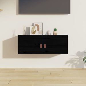 vidaXL Dulap de perete, negru, 80x30x30 cm, lemn masiv de pin imagine