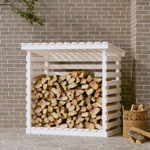 vidaXL Rastel pentru lemne de foc, alb, 108x73x108 cm, lemn masiv pin imagine