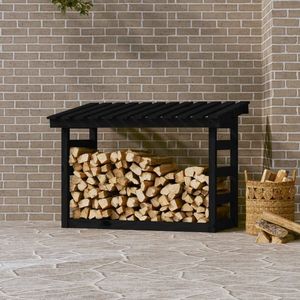 vidaXL Rastel pentru lemne de foc, negru, 108x64, 5x78cm lemn masiv pin imagine