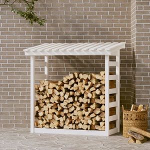 vidaXL Rastel pentru lemne de foc, alb, 108x64, 5x110cm, lemn masiv pin imagine