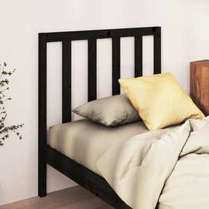 vidaXL Tăblie de pat, negru, 95x4x100 cm, lemn masiv de pin imagine