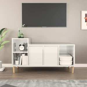 vidaXL Comodă TV, alb extralucios, 100x35x55 cm, lemn prelucrat imagine