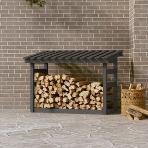 vidaXL Rastel pentru lemne de foc, gri, 108x64, 5x78 cm, lemn masiv pin imagine