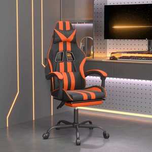 vidaXL Scaun de gaming pivotant/suport picioare negru/oranj piele eco imagine