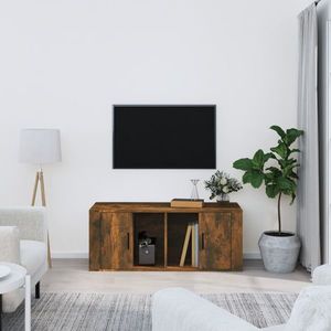 vidaXL Comodă TV, stejar fumuriu, 100x35x40 cm, lemn prelucrat imagine