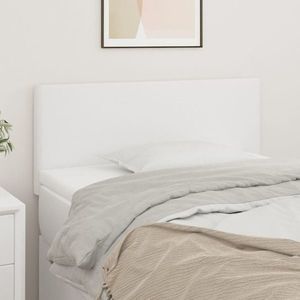 vidaXL Tăblie de pat, alb, 100x5x78/88 cm, piele ecologică imagine