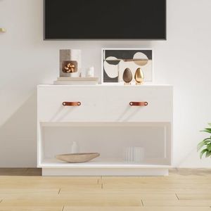 vidaXL Comodă TV, alb, 90x40x60 cm, lemn masiv de pin imagine