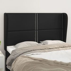vidaXL Tăblie de pat cu aripioare, negru, 147x23x118/128 cm, piele eco imagine
