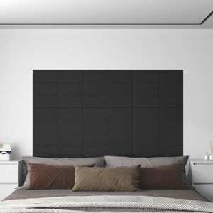vidaXL Panouri de perete, 12 buc., negru, 60x15 cm, textil, 1, 08 m² imagine