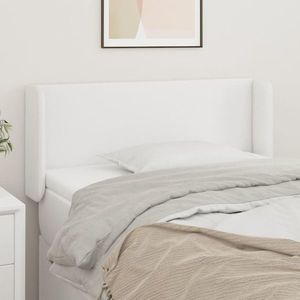 vidaXL Tăblie de pat cu aripioare alb 103x16x78/88 cm piele ecologică imagine