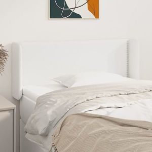vidaXL Tăblie de pat cu aripioare alb 103x16x78/88 cm piele ecologică imagine