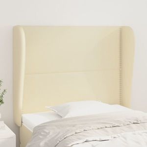 vidaXL Tăblie de pat cu aripioare, crem, 103x23x118/128 cm, piele eco imagine