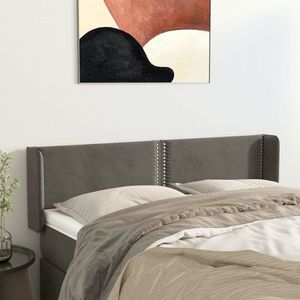 vidaXL Tăblie de pat cu aripioare gri închis 147x16x78/88 cm catifea imagine