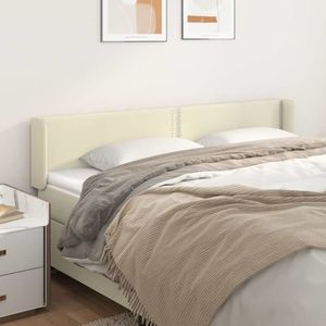 vidaXL Tăblie de pat cu aripioare crem 203x16x78/88 cm piele ecologică imagine