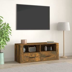vidaXL Comodă TV, stejar fumuriu, 100x35x40 cm, lemn prelucrat imagine