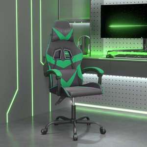 vidaXL Scaun de gaming pivotant, negru și verde, piele ecologică imagine