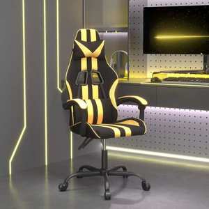 vidaXL Scaun de gaming pivotant, negru și auriu, piele ecologică imagine