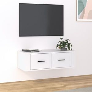 vidaXL Dulap TV suspendat, alb, 80x36x25 cm, lemn compozit imagine