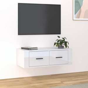 vidaXL Dulap TV suspendat, alb extralucios, 80x36x25 cm, lemn compozit imagine