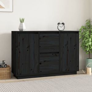 vidaXL Servantă, negru, 111x34x75 cm, lemn masiv de pin imagine