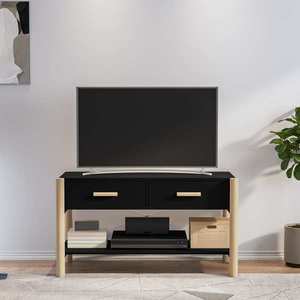 vidaXL Comodă TV, negru, 82x38x45 cm, lemn prelucrat imagine