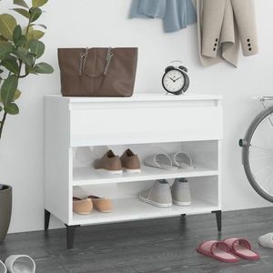 vidaXL Pantofar, alb extralucios, 70x36x60 cm, lemn prelucrat imagine
