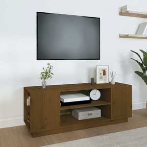vidaXL Comodă TV, maro miere, 110x35x40, 5 cm, lemn masiv de pin imagine