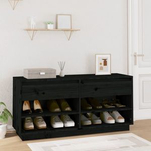 vidaXL Pantofar, negru, 110x34x52 cm, lemn masiv de pin imagine