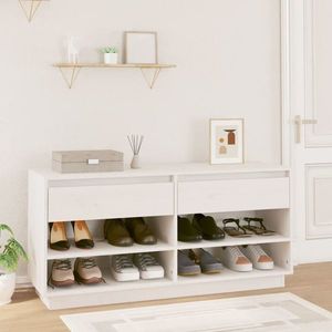 vidaXL Pantofar, alb, 110x34x52 cm, lemn masiv de pin imagine