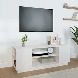 vidaXL Comodă TV, alb, 110x35x40, 5 cm, lemn masiv de pin imagine