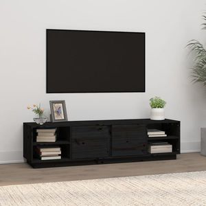 vidaXL Comodă TV, negru, 156x40x40 cm, lemn masiv de pin imagine