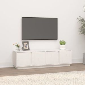 vidaXL Comodă TV, alb, 140x40x40 cm, lemn masiv de pin imagine