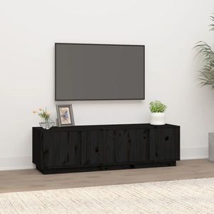vidaXL Comodă TV, negru, 140x40x40 cm, lemn masiv de pin imagine