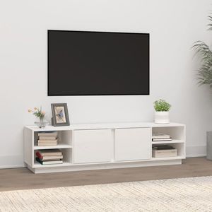 vidaXL Comodă TV, alb, 156x40x40 cm, lemn masiv de pin imagine