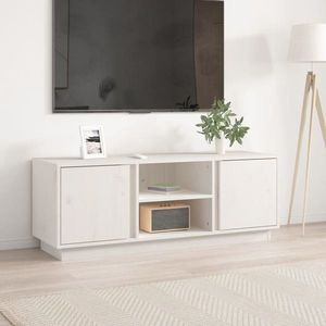 vidaXL Comodă TV, alb, 110x35x40, 5 cm, lemn masiv de pin imagine