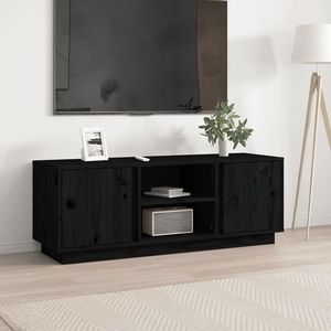 vidaXL Comodă TV, negru, 110x35x40, 5 cm, lemn masiv de pin imagine