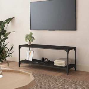 vidaXL Comodă TV, negru, 100x33x41 cm, lemn prelucrat și oțel imagine