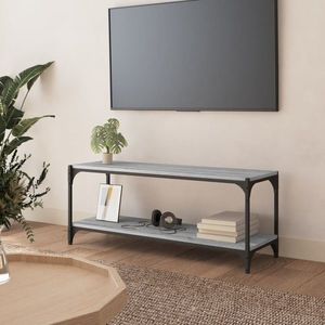 vidaXL Comodă TV, gri sonoma, 100x33x41 cm, lemn prelucrat și oțel imagine