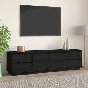 vidaXL Comodă TV, negru, 176x37x47, 5 cm, lemn masiv de pin imagine