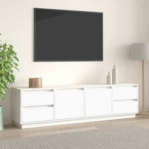 vidaXL Comodă TV, alb, 176x37x47, 5 cm, lemn masiv de pin imagine