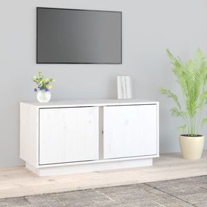 vidaXL Comodă TV, alb, 80x35x40, 5 cm, lemn masiv de pin imagine